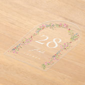 Elegante Boog Bloemen Huwelijk Acryl Tafelnummers (Laagn)