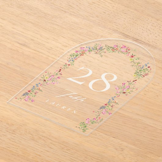 Elegante Boog Bloemen Huwelijk Acryl Tafelnummers (Laagn)