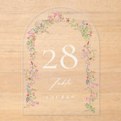 Elegante Boog Bloemen Huwelijk Acryl Tafelnummers (Voorkant)