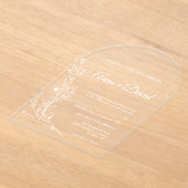 Elegante Boog Bloemen Huwelijksuitnodiging Acryl Uitnodigingen (Laagn)