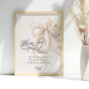 Elegante Boog Bloemende Baby Shower Mom-osa Bar Poster