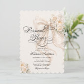 Elegante Boog Bloemige Bruiloftsborrel Kaart (Staand voorkant)