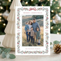 Elegante Boog Botanisch Frame Kerst Multi Foto