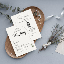 Elegante Boog Botanische Groene Huwelijksuitnodigi Kaart