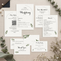 Elegante Boog Botanische Groene Huwelijksuitnodigi