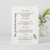 Elegante boog botanische groene trouw evenementenk programmakaart (Staand voorkant)