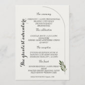 Elegante boog botanische groene trouw evenementenk programmakaart (Voorkant)