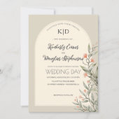 Elegante Boog Botanische Huwelijksuitnodiging Kaart (Voorkant)