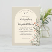 Elegante Boog Botanische Huwelijksuitnodiging Kaart (Staand voorkant)