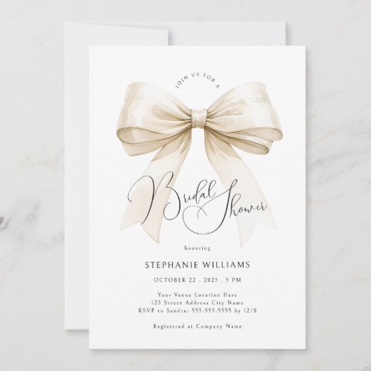 Elegante boog bruids douche uitnodiging (Voorkant)