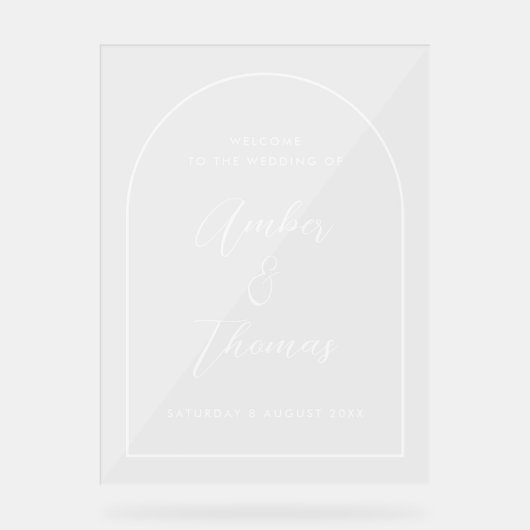 Elegante boog bruiloft welkom acryl teken acryl bord (Voorkant)