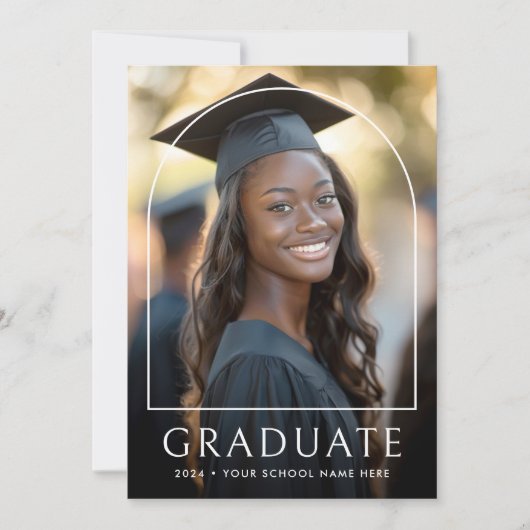 Elegante boog classic afstuderen foto afstuderen bedankkaart (Voorkant)