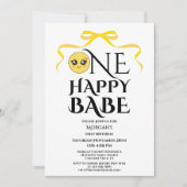 Elegante Boog Eén Gelukkig Baby Meisje Eerste Verj Kaart (Voorkant)