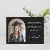 Elegante boog eenvoudig klassiek zwart foto afstud bedankkaart (Staand voorkant)