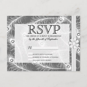 Elegante boog en Fancy pauw veren patroon Uitnodiging Briefkaart