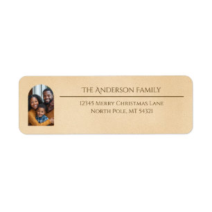 Elegante boog familiefoto Beige retouradres Etiket