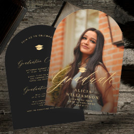 Elegante boog foto afstudeerfeest kaart