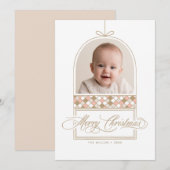 Elegante Boog Foto Beige Kerstkaart (Voorkant / Achterkant)