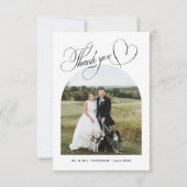 Elegante boog foto bruiloft bedankkaart (Voorkant)