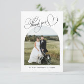 Elegante boog foto bruiloft bedankkaart (Staand voorkant)