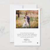 Elegante boog foto bruiloft bedankkaart (Achterkant)