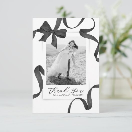 Elegante boog foto bruiloft dank je kaart (Staand voorkant)