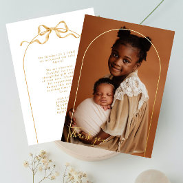 Elegante boog foto chic baby shower dank je folie uitnodiging