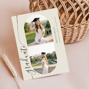 Elegante boog foto collage afstudeer uitnodiging