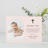 Elegante boog foto doop bedankkaart (Staand voorkant)