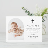 Elegante boog foto doop bedankkaart (Staand voorkant)