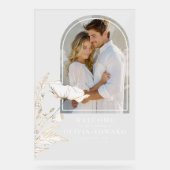 Elegante boog foto en Wildflower bruiloft welkom Acryl Bord (Voorkant)