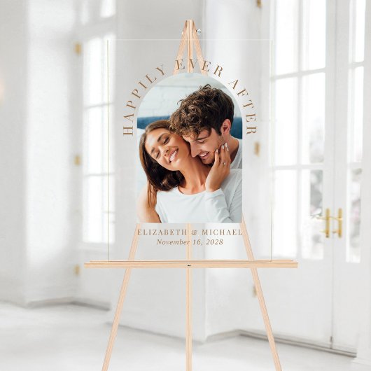 Elegante boog foto gouden bruiloft welkom acryl bord