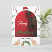 Elegante boog foto groen gebladerte vrolijk kerstf feestdagenkaart (Staand voorkant)