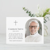 Elegante boog foto kruis begrafenis sympathie bedankkaart (Staand voorkant)