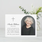 Elegante boog foto kruis begrafenis sympathie bedankkaart (Staand voorkant)