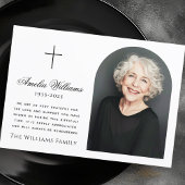 Elegante boog foto kruis begrafenis sympathie bedankkaart