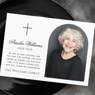 Elegante boog foto kruis begrafenis sympathie bedankkaart