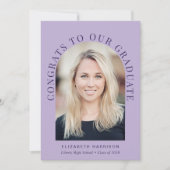 Elegante boog foto lavendel afstudeerfeest kaart (Voorkant)