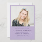 Elegante boog foto lavendel afstudeerfeest kaart (Achterkant)