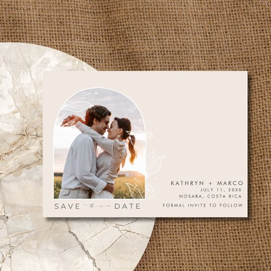 Elegante boog foto moderne bruiloft save the date
