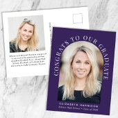 Elegante boog foto Paarse Afstuderen Aankondigingskaart