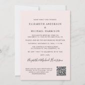 Elegante Boog Foto QR Code Roze Trouwreceptie Kaart (Achterkant)