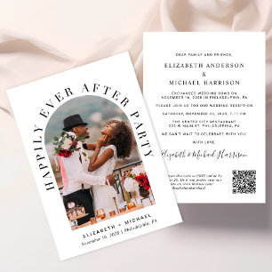 Elegante Boog Foto QR Code Trouwreceptie Kaart