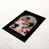 Elegante boog foto trouwreceptie zwart goud folie uitnodiging (Gedraaid)