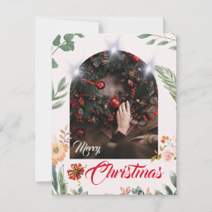 Elegante boog foto typografie vrolijk kerstfeest feestdagenkaart