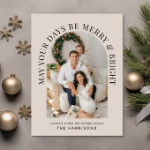 Elegante boog foto vrolijk en helder Kerstmis Feestdagenkaart