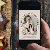 Elegante boog foto vrolijk en helder Kerstmis Kaart