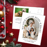 Elegante boog foto vrolijk heldere kerst feestdagenkaart<br><div class="desc">Het moderne briefkaart met uw foto in een boogvormig lijst omringd door "May Your Days Be Merry & Bright" in elegante typografie en jouw naam in eenvoudige typografie. Voeg aan de achterkant een extra foto toe en personaliseer uw vakantiegroet.</div>