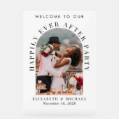 Elegante boog foto wit bruiloft receptie welkom acryl bord (Voorkant)