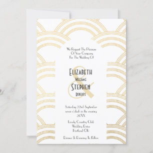 Elegante Boog Gatsby Art Deco Jaren '20 Wit & Goud Kaart